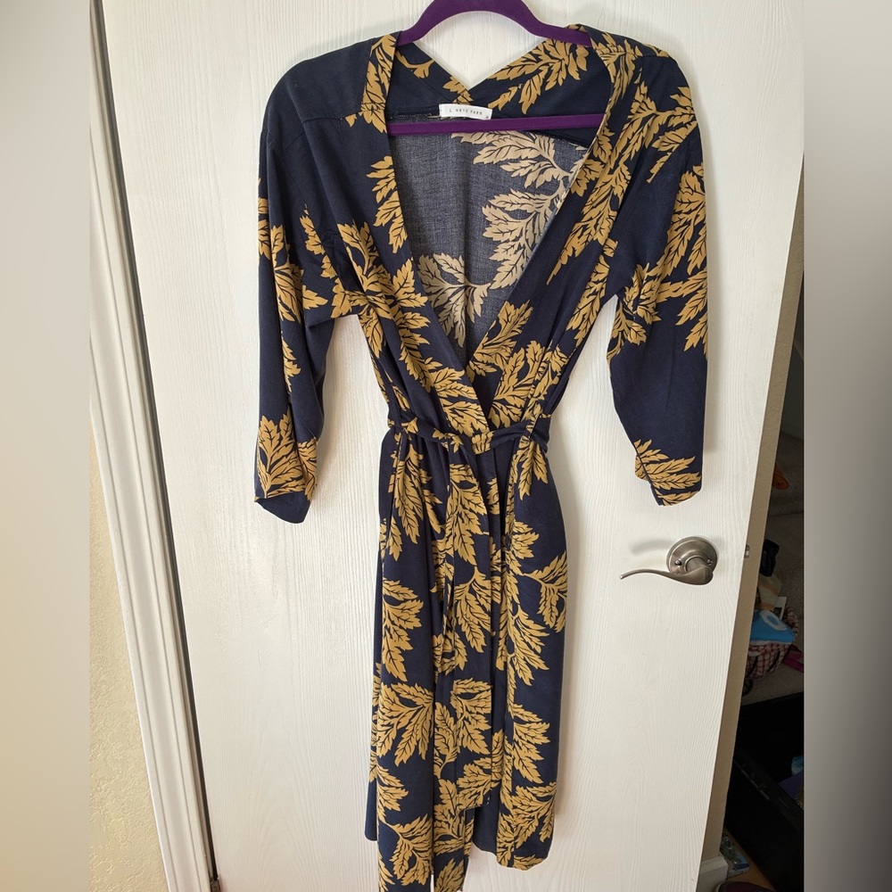 Leaf-Print Wrap Dress
